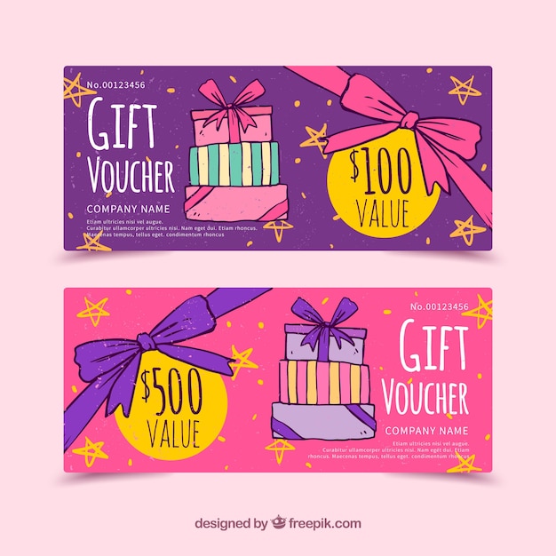 Free vector hand drawn gift coupons