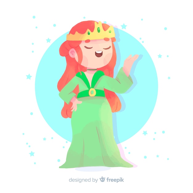 Hand drawn ginger princess portrait