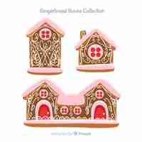 Free vector hand drawn gingerbread house collection
