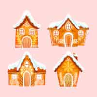 Free vector hand drawn gingerbread house collection