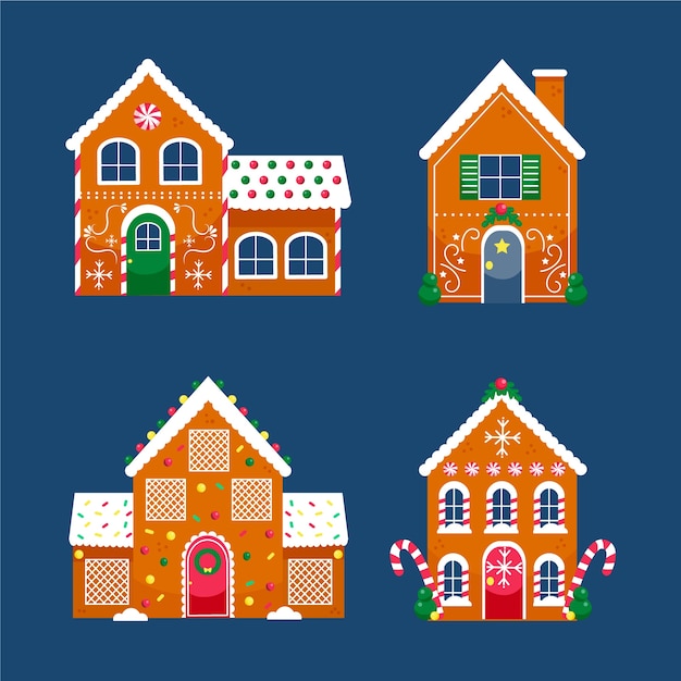 Hand drawn gingerbread house collection