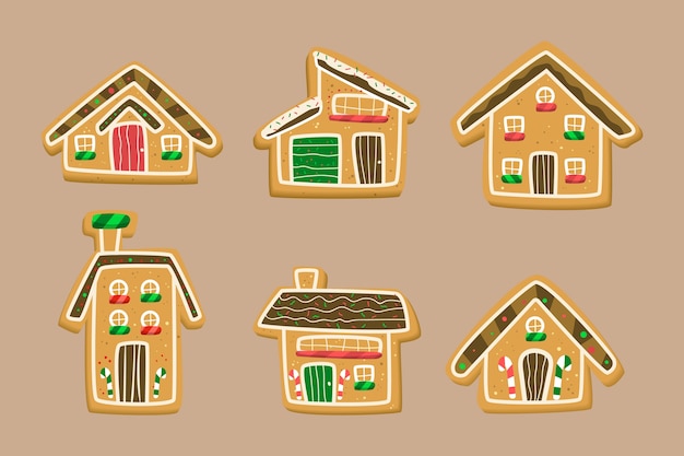 Free vector hand drawn gingerbread house collection