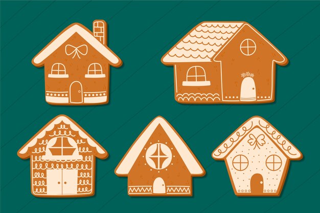 Hand drawn gingerbread house collection
