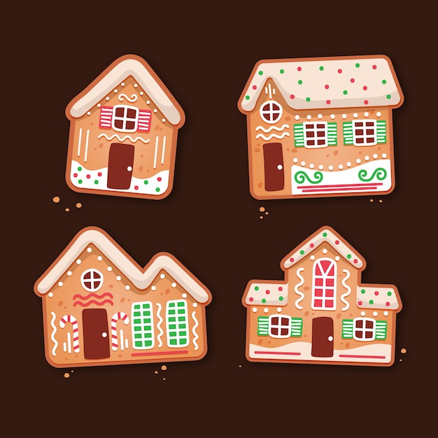 Free vector hand drawn gingerbread house collection