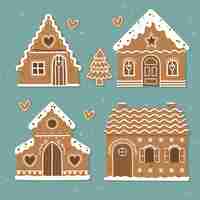 Free vector hand drawn gingerbread house collection