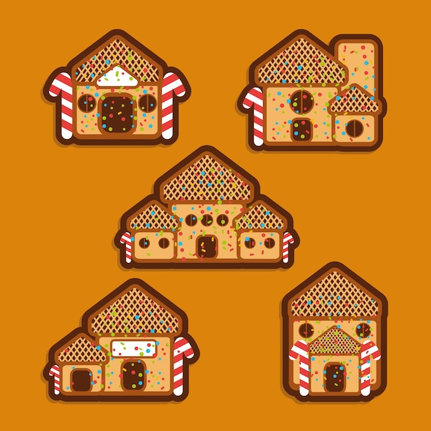 Hand drawn gingerbread house collection