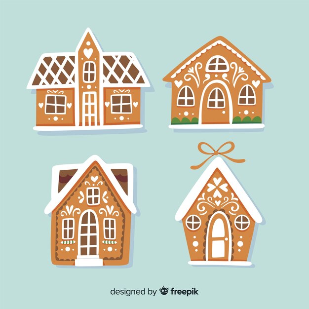 Hand drawn gingerbread houses