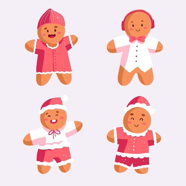 Free vector hand drawn gingerbread man collection