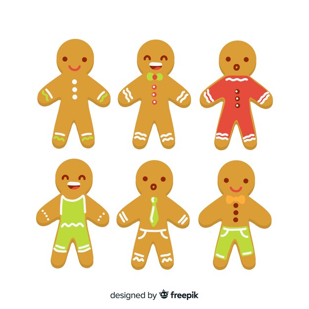 Hand drawn gingerbread man cookies christmas pack