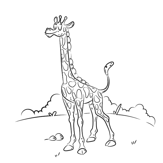 Free vector hand drawn giraffe  outline illustration