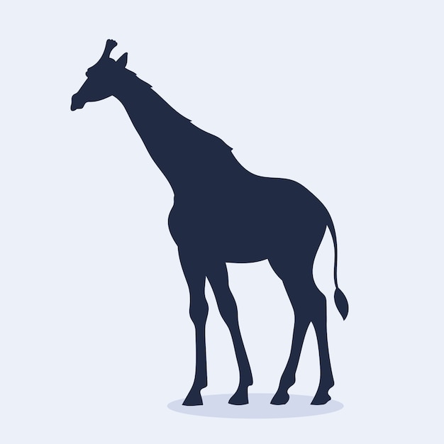 Бесплатное векторное изображение Ручной обращается силуэт жирафа