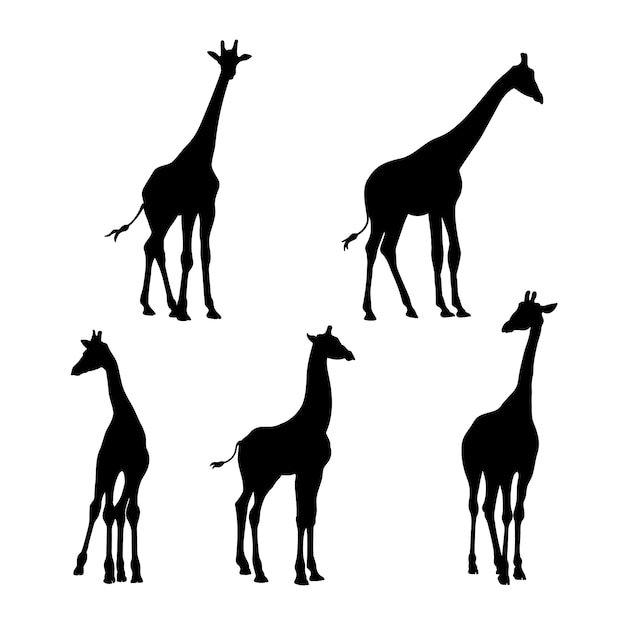 Vettore gratuito siluetta della giraffa disegnata a mano