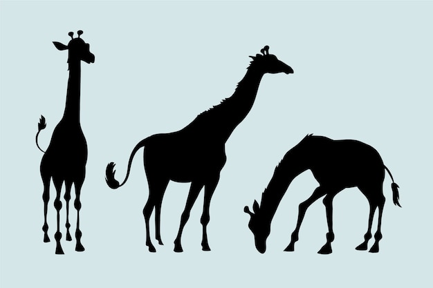 Бесплатное векторное изображение Ручной обращается силуэт жирафа
