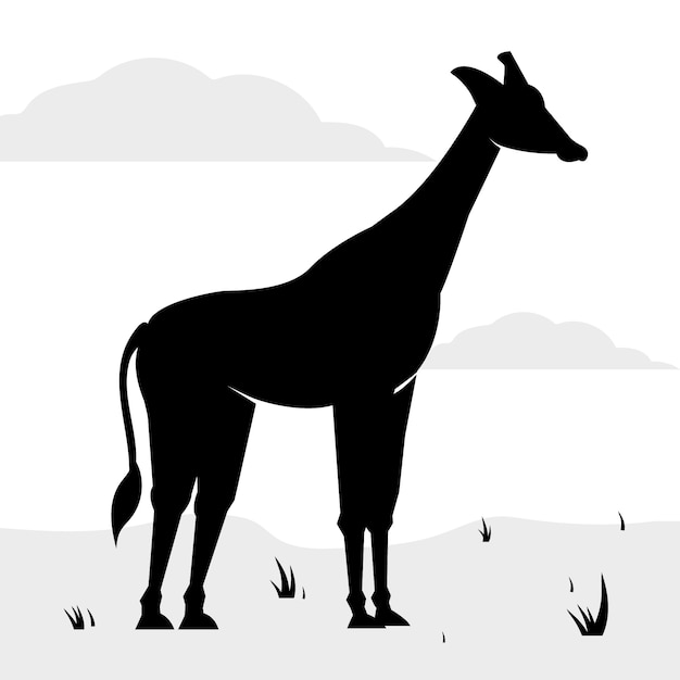 Free vector hand drawn giraffe  silhouette