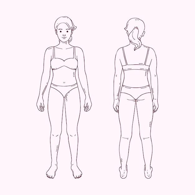 Free Vector hand drawn girl body outline