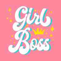 Free vector hand drawn girl boss lettering