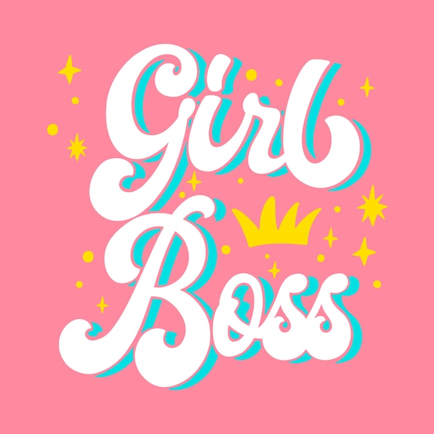 Hand drawn girl boss lettering