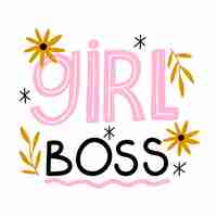 Free vector hand drawn girl boss lettering