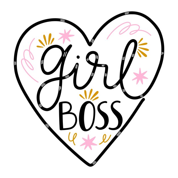 Hand drawn girl boss lettering