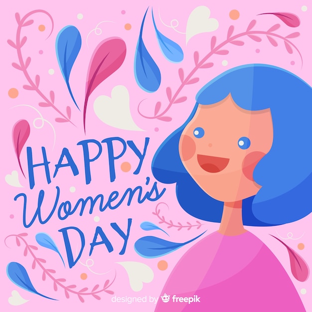 Hand drawn girl women's day background