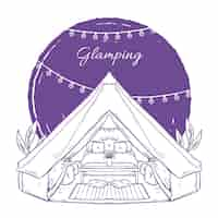 Vettore gratuito illustrazione glamping disegnata a mano