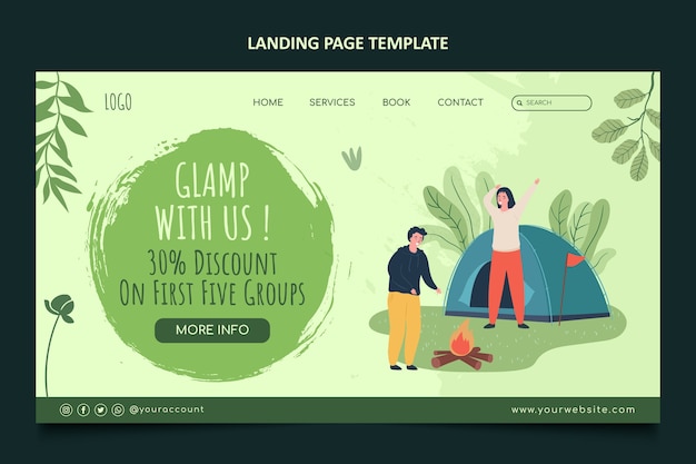 手描きのグランピングランディングページテンプレート
