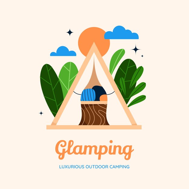 Vettore gratuito logo glamping disegnato a mano