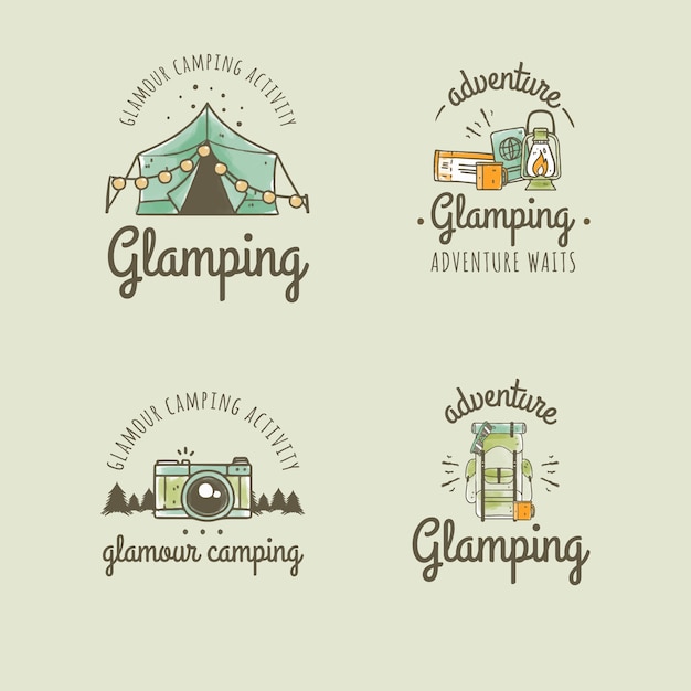 Vettore gratuito logo glamping disegnato a mano