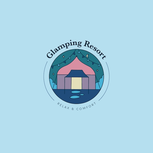 Vettore gratuito logo glamping disegnato a mano