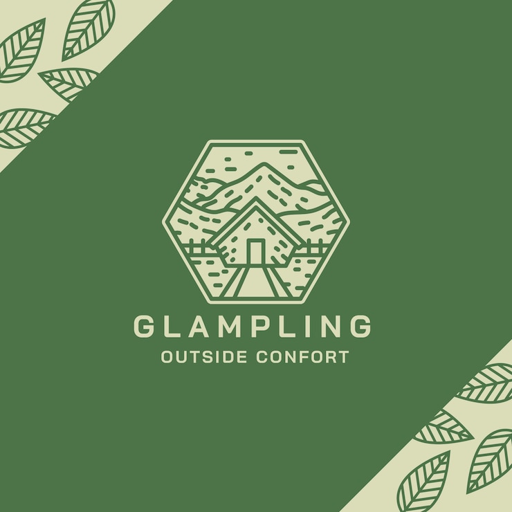Free Vector hand drawn glamping logo template