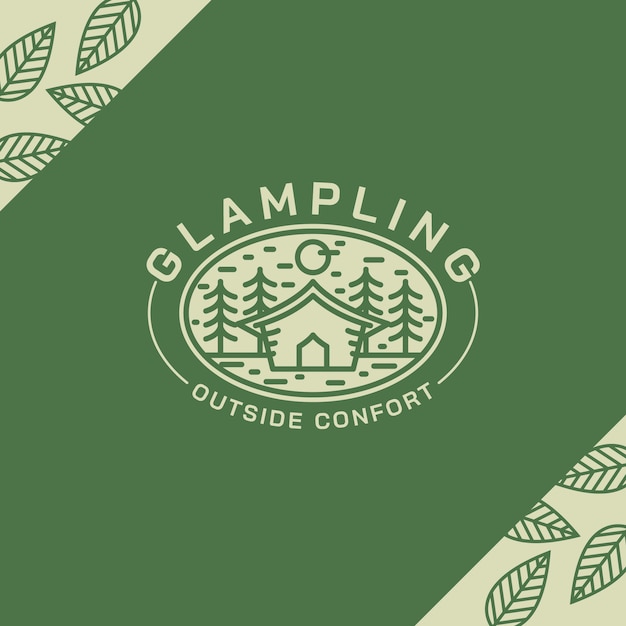 Vettore gratuito modello di logo glamping disegnato a mano