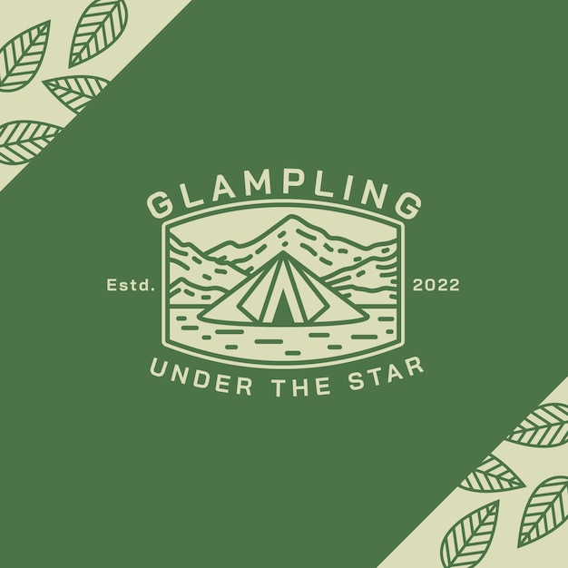 Vettore gratuito modello di logo glamping disegnato a mano