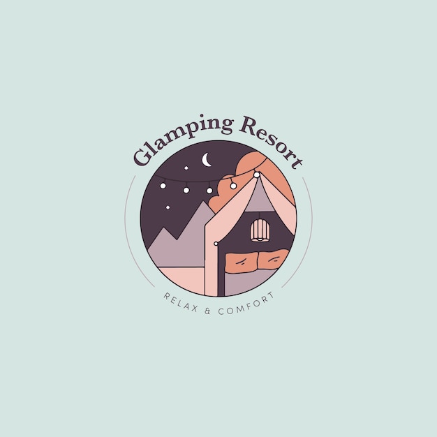 Hand drawn glamping logo template