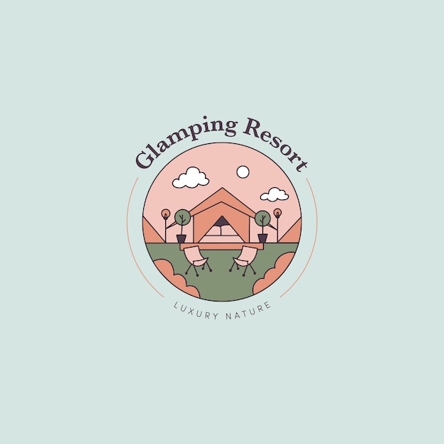 Vettore gratuito modello di logo glamping disegnato a mano