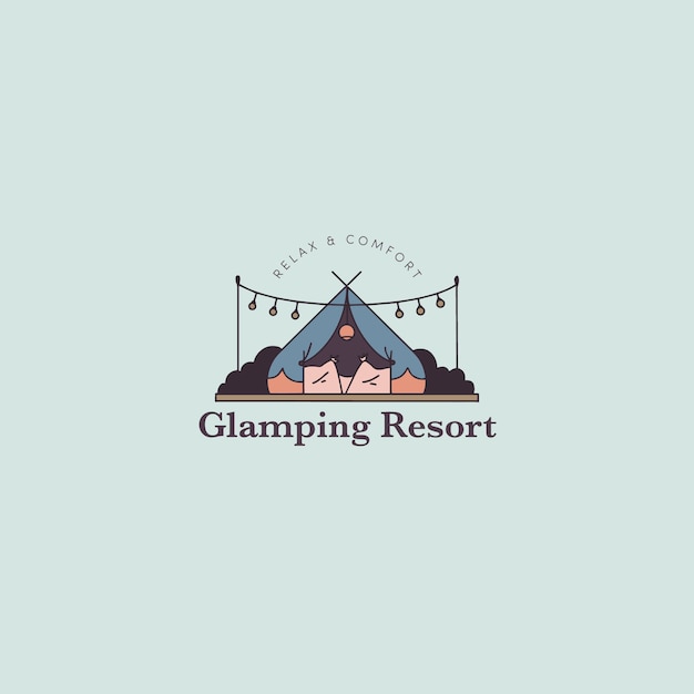 Vettore gratuito modello di logo glamping disegnato a mano