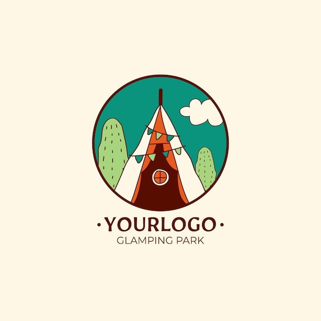 Vettore gratuito modello di logo glamping disegnato a mano