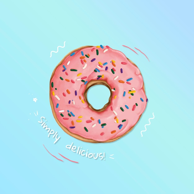 Hand drawn glazed doughnut