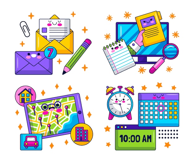 Free Vector hand drawn glitzy digital instruments stickers