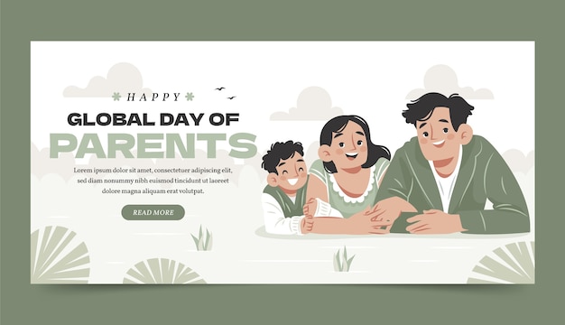 Free vector hand drawn global day of parents horizontal banner