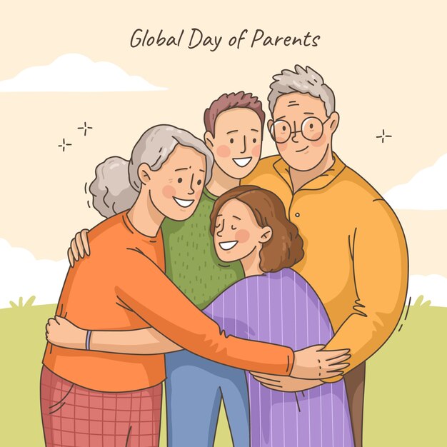 hand drawn global day of parents illustration