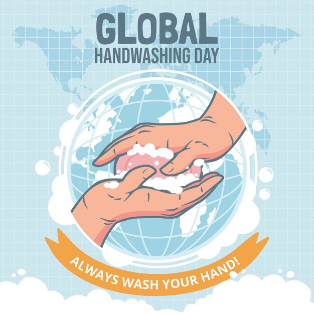 Hand drawn global handwashing day illustration