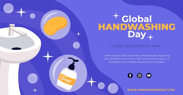 Free vector hand drawn global handwashing day social media post template