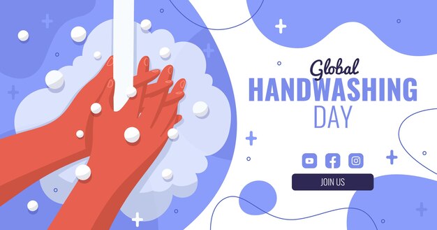 Hand drawn global handwashing day social media post template