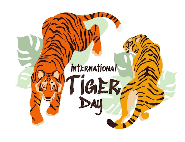 Нарисованная рукой иллюстрация глобального дня тигра
