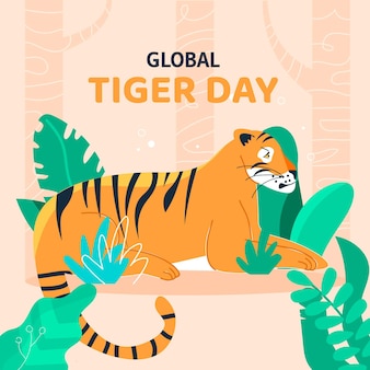 Hand drawn global tiger day illustration