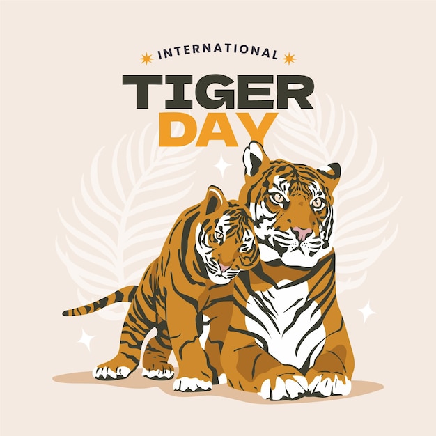 Hand drawn global tiger day illustration