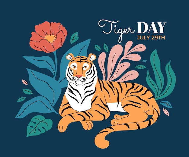 Hand drawn global tiger day illustration