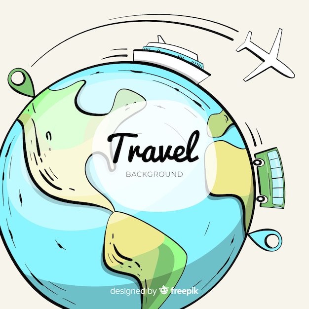 Free vector hand drawn globe travel background