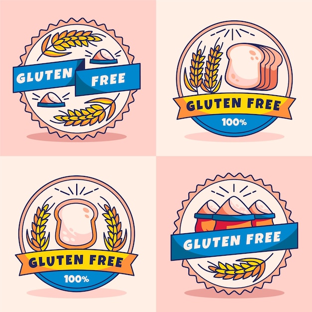 Free vector hand drawn gluten free labels