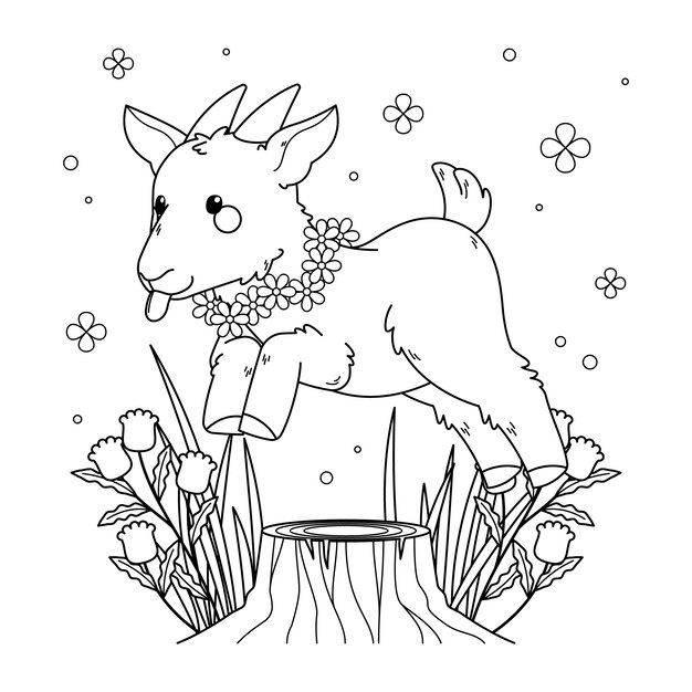 Hand drawn goat outline illustration